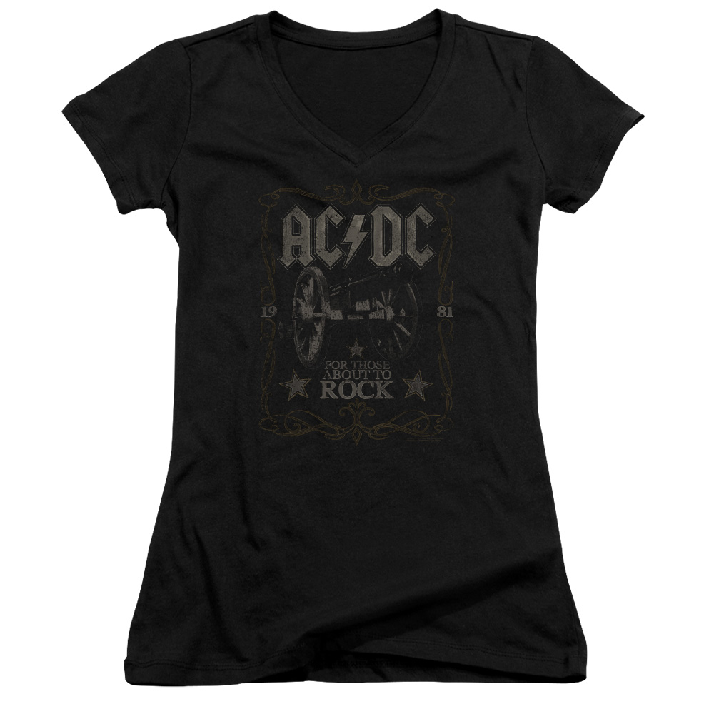 AC/DC Women’s V-Neck T-Shirt – Rock Label Black