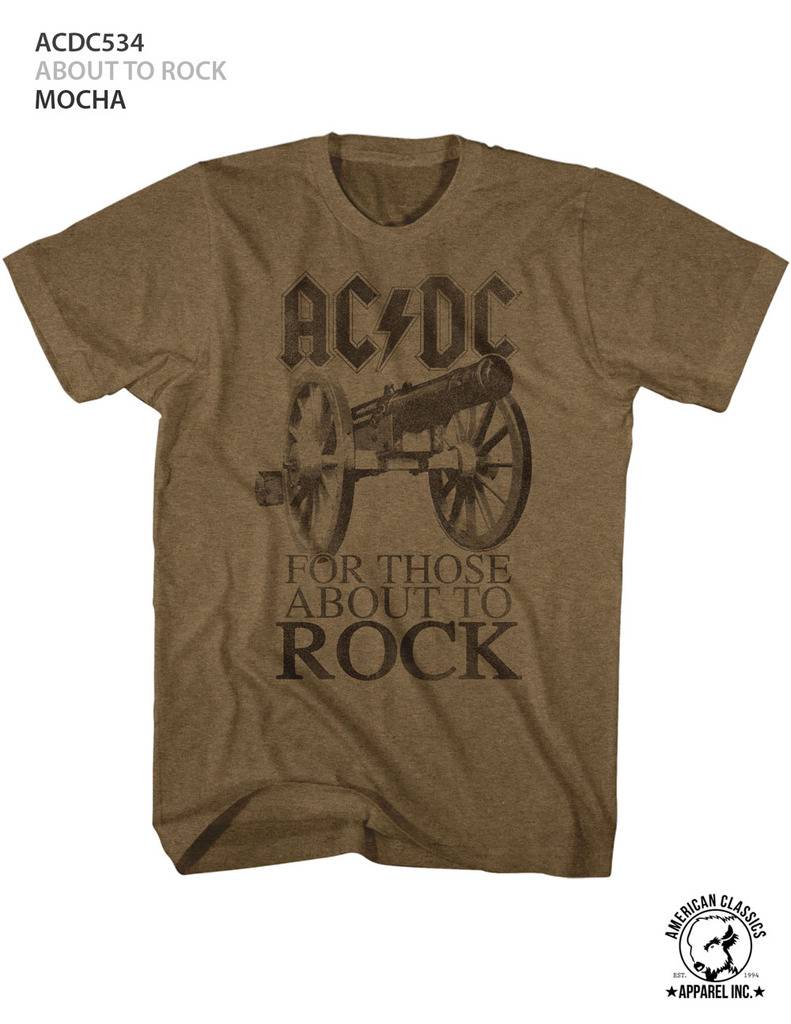 AC/DC “About To Rock” Mocha Heather T-Shirt for Adults