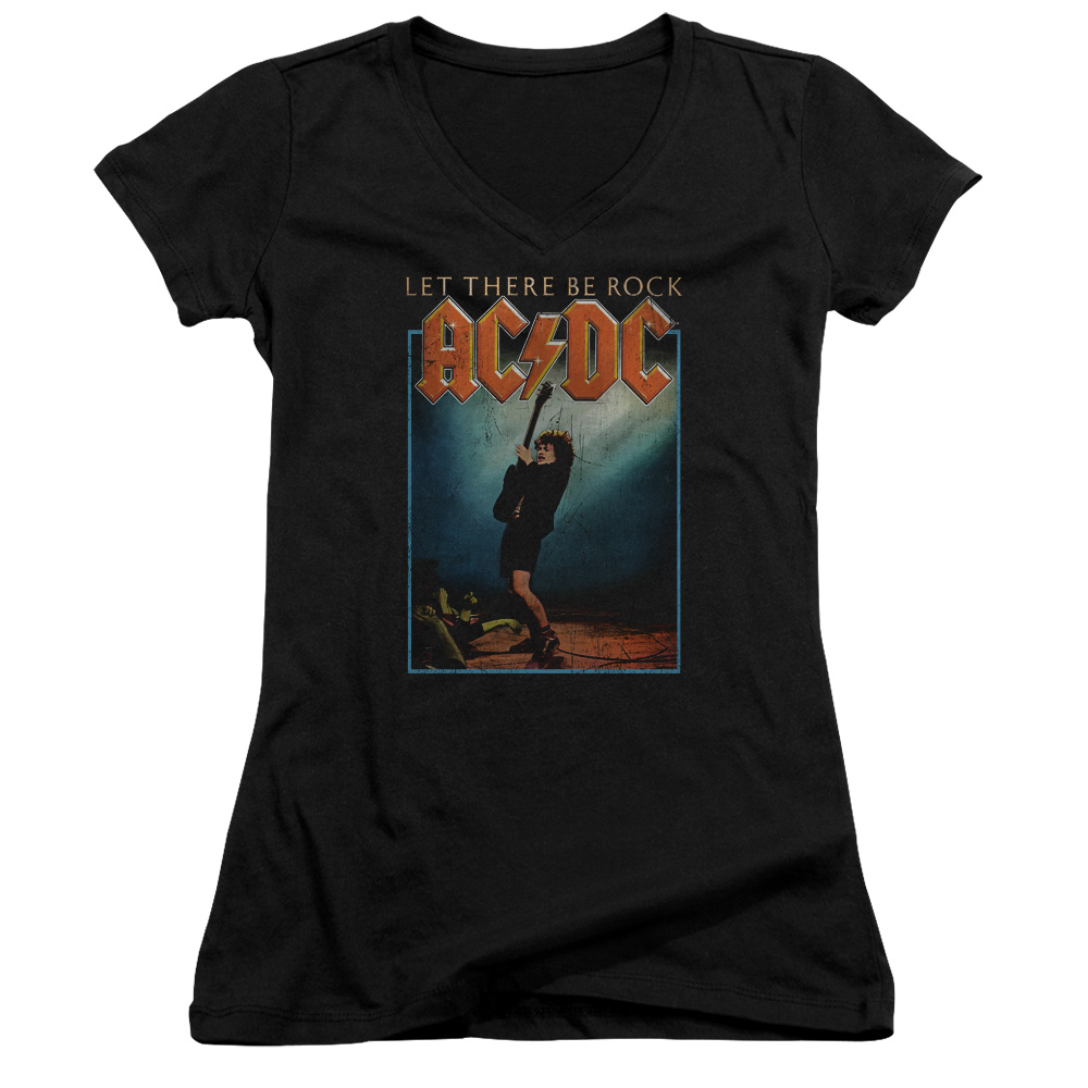 AC/DC Let There Be Rock Women’s V-Neck T-Shirt – Black