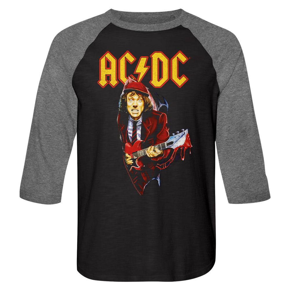 AC/DC Vintage Black 3/4 Sleeve Raglan T-Shirt for Guitarists